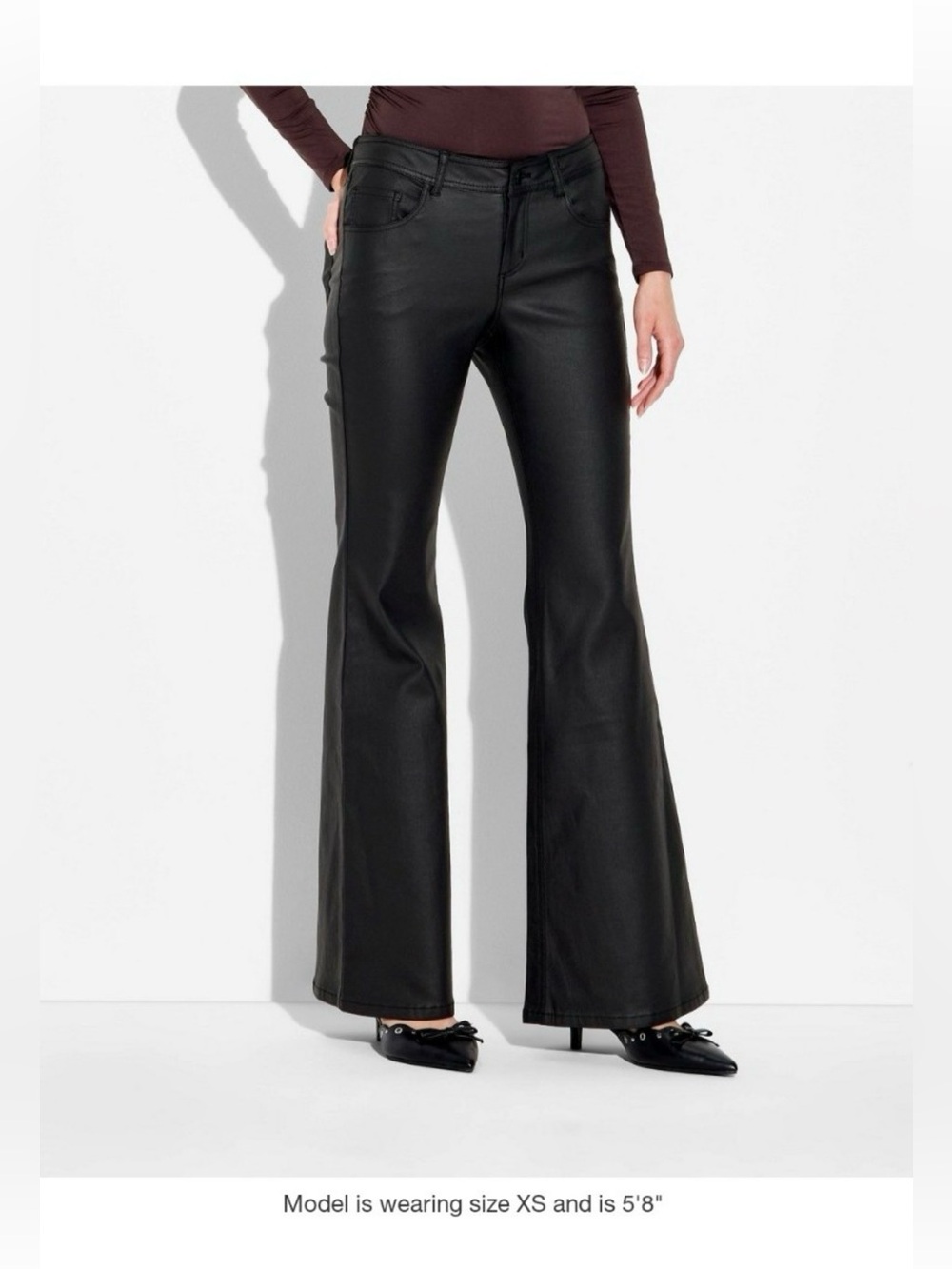 Wild Fable Women’s Faux Leather Flare Pants Black Size L Stretch Bell Bottom